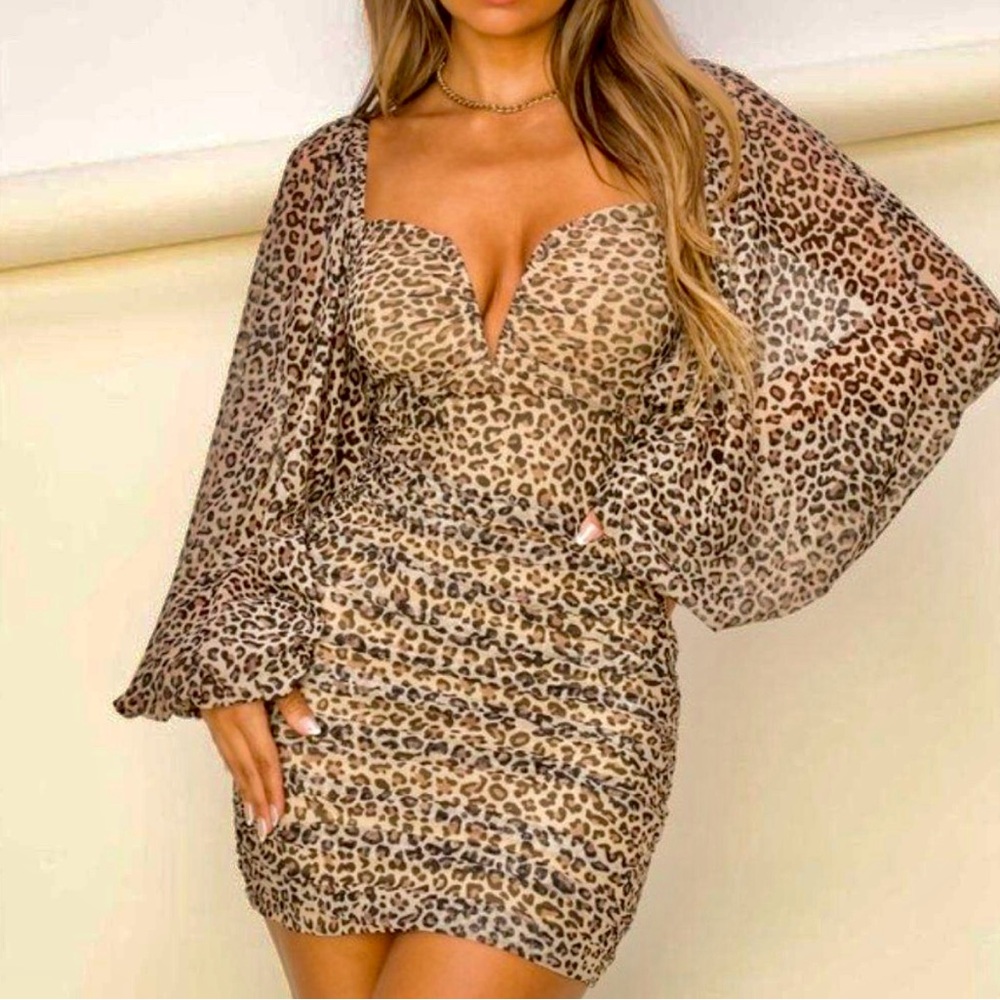 🚨🚨🚨Chiffon Cheetah Party Dress Mini in Size Small